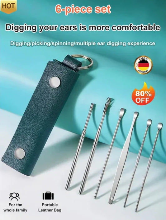Portable screw earpick 6-piece set